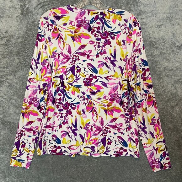 Lands End Women Floral Sun Shade UPF 50 Long Sleeve Relaxed Rash Guard Top M - Picture 2 of 11